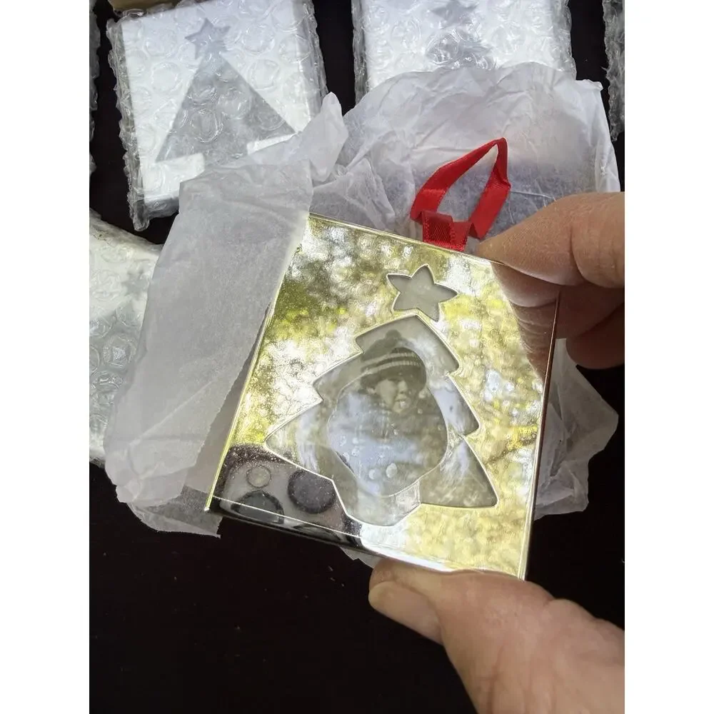 6 New Crate and Barrel Milano Photo Frame Christmas Tree Ornaments -46D